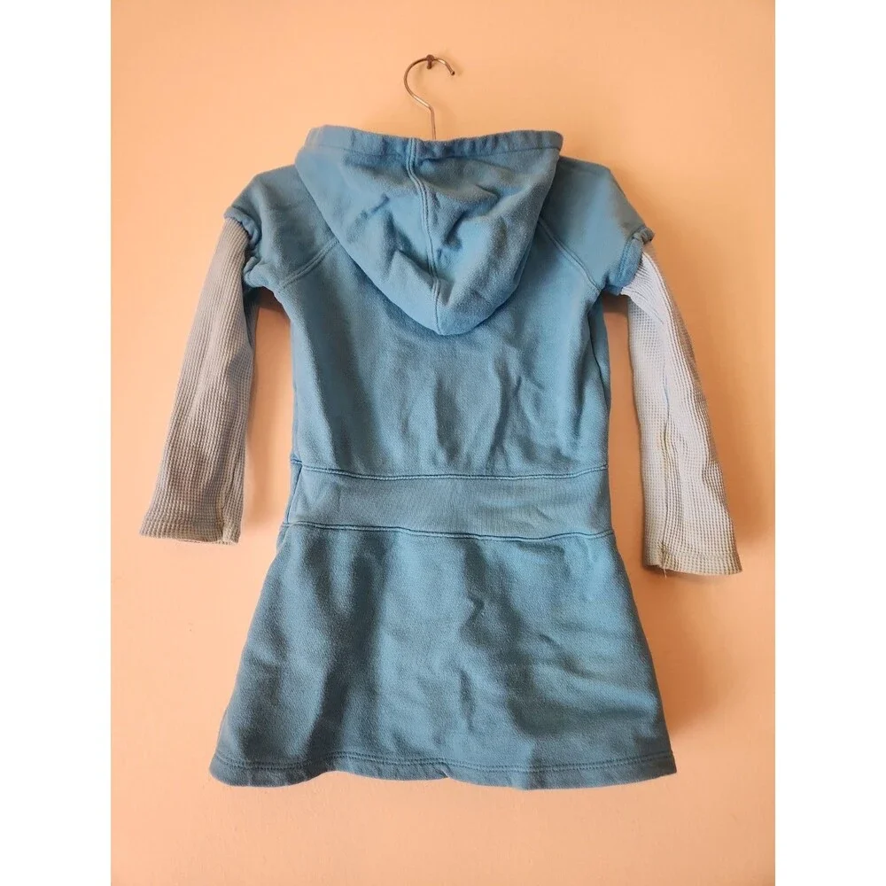 Vintage Y2K Old Navy Size 4T Hooded Long Sleeve Cotton Dress Baby Blue w/ Pocket
